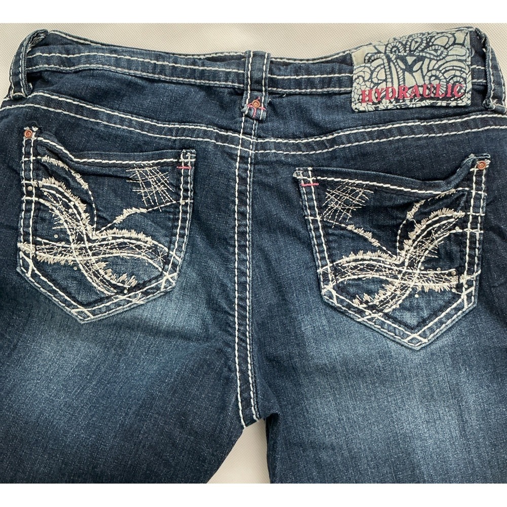 Hydraulic Jeans Size Juniors 7/8 Bailey Super Skinny Embellished Pockets Y2K